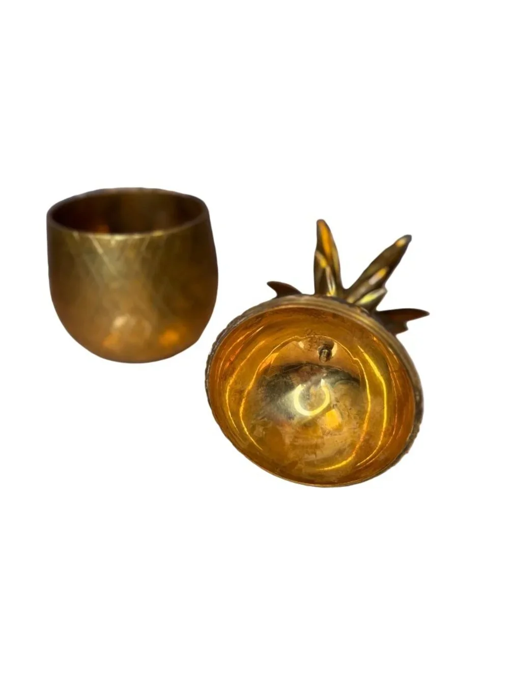 Vintage Brass Pineapple Trinket Box Lidded Brass Container